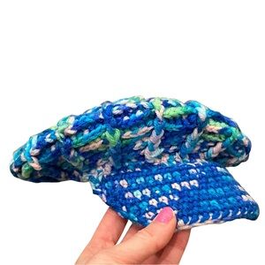 Vintage 1990's 90's Crochet Crocheted Baseball Beret Hat Pink Purple Green Women